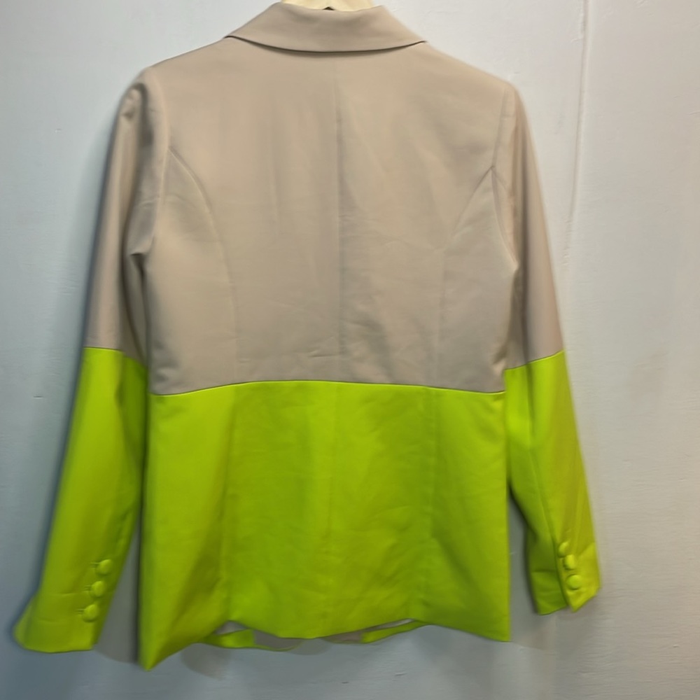 Fate Women’s Tan & Bright Green Blazer Tailored Longline Office-M-
#0098 - Picture 2 of 11